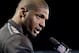 Missouri defensive end Michael Sam speaks during a news conference at the NFL football scouting combine in Indianapolis, Saturday, Feb. 22, 2014. (AP Photo/Nam Y. Huh)