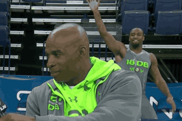 Ahmad Dixon Photobombs Deion Sanders Interview at NFL Combine