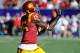 Southern California wide receiver Nelson Agholor (15) makes a touchdown reception against Fresno State in the first quarter of the Royal Purple Bowl NCAA college football game, Saturday, Dec. 21, 2013 in Las Vegas. (AP Photo/David Cleveland)