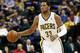 Indiana Pacers forward Danny Granger dribbles the basketball in the second half of an NBA basketball game against the Atlanta Hawks in Indianapolis, Tuesday, Feb. 18, 2014. (AP Photo/R Brent Smith)