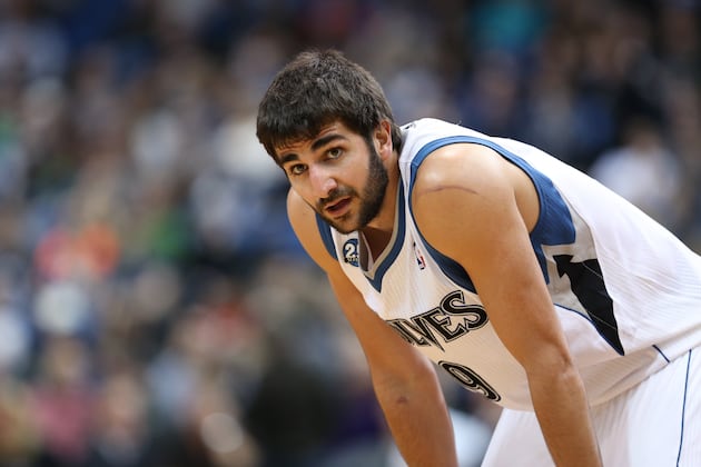 Ricky Rubio Makes Backward One-Handed Fling While Being Fouled