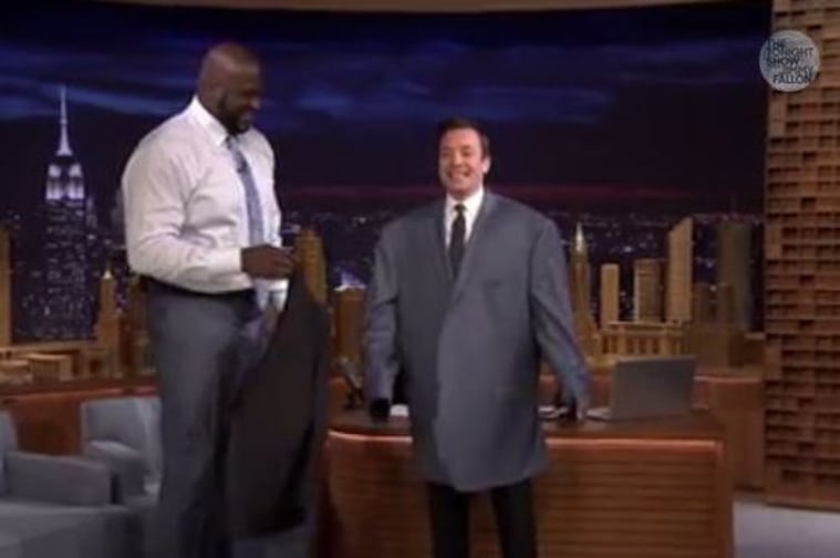 Jimmy Fallon Trying on Shaquille O'Neal's Jacket Provides Hilarious