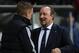 Rafa Benitez (r) greets Garry Monk before the first leg.