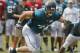 Jul 31, 2013; Jacksonville, FL, USA; Jacksonville Jaguars tackle Luke Joeckel (76) during the first day of training camp in pads at EverBank Field. Mandatory Credit: Phil Sears-USA TODAY Sports