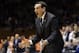 Duke coach Mike Krzyzewski reacts during the first half of an NCAA college basketball game against Syracuse in Durham, N.C., Saturday, Feb. 22, 2014. (AP Photo/Gerry Broome)