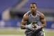 Oklahoma State defensive back Justin Gilbert runs a drill at the NFL football scouting combine in Indianapolis, Tuesday, Feb. 25, 2014. (AP Photo/Michael Conroy)