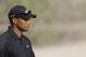 Tiger Woods from the U.S. reacts on the 14th hole during the second round of the Dubai Desert Classic golf tournament in Dubai, United Arab Emirates, Friday Jan. 31, 2014. (AP Photo/Kamran Jebreili)