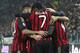 TURIN, ITALY - OCTOBER 06: Sulley Muntari (R) of AC Milan celebrates with team-mates after scoring the opening goal during the Serie A match between Juventus and AC Milan at Juventus Arena on October 6, 2013 in Turin, Italy. (Photo by Marco Luzzani/Getty Images)