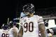 Chicago Bears' Julius Peppers warms up before an NFL football game against the Philadelphia Eagles, Sunday, Dec. 22, 2013, in Philadelphia. (AP Photo/Matt Rourke)