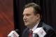 HOUSTON, TX - JULY 19: Daryl Morey, general manager of the Houston Rockets speaks during a press conference announcing the signing of Jeremy Lin at Toyota Center on July 19, 2012 in Houston, Texas. (Photo by Bob Levey/Getty Images)