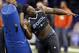 Florida State defensive lineman Timmy Jernigan runs a drill at the NFL football scouting combine in Indianapolis, Monday, Feb. 24, 2014. (AP Photo/Michael Conroy)