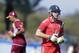 England's Luke Wright leaves the field after he was caught by West Indies' Darren Sammy during their first one-day international cricket match at the Sir Vivian Richards Cricket Ground in St. John's, Antigua, Friday, Feb. 28, 2014. (AP Photo/Ricardo Mazalan)