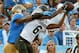 Colorado wide receiver Paul Richardson (6) catches a touchdown pass with UCLA cornerback Fabian Moreau (10) defending in the first half of their NCAA college football game Saturday, Nov. 2, 2013, in Pasadena, Calif. (AP Photo/Alex Gallardo)
