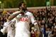 LONDON, ENGLAND - FEBRUARY 27: Emmanuel Adebayor of Tottenham Hotspur celebrates after scoring a goal during the UEFA Europa League Round of 32 second leg match between Tottenham Hotspur and FC Dnipro Dnipropetrovsk at White Hart Lane on February 27, 2014 in London, England. (Photo by Jamie McDonald/Getty Images)