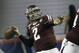 Texas A&M quarterback Johnny Manziel (2) looks for a receiver in the first half of the Chick-fil-A Bowl NCAA college football game against Duke Tuesday, Dec. 31, 2013, in Atlanta. (AP Photo/John Bazemore)