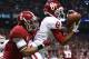 NEW ORLEANS, LA - JANUARY 02: Jalen Saunders #8 of the Oklahoma Sooners scores a touchdown over Ha Ha Clinton-Dix #6 of the Alabama Crimson Tide during the Allstate Sugar Bowl at the Mercedes-Benz Superdome on January 2, 2014 in New Orleans, Louisiana. (Photo by Streeter Lecka/Getty Images)