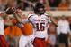 Texas Tech Michael Brewer passes against Oklahoma State during an NCAA college football game in Stillwater, Okla., Saturday, Nov. 17, 2012. (AP Photo/Sue Ogrocki)