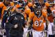 EAST RUTHERFORD, NJ - FEBRUARY 02: (L-R) Head coach John Fox of the Denver Broncos and wide receiver Eric Decker #87 run off the field at the end of the half during Super Bowl XLVIII at MetLife Stadium on February 2, 2014 in East Rutherford, New Jersey. (Photo by Stephen Dunn/Getty Images)