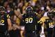TEMPE, AZ - NOVEMBER 19: Defensive tackle Will Sutton #90 of the Arizona State Sun Devils pumps up the crowd during the college football game against the Arizona Wildcats at Sun Devil Stadium on November 19, 2011 in Tempe, Arizona. The Wildcats defeated the Sun Devils 31-27. (Photo by Christian Petersen/Getty Images)