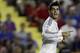 Real Madrid's Alvaro Morata celebrates after scoring against Levante during their La Liga soccer match at the Ciutat de Valecia stadium in Valencia, Spain, Saturday, Oct. 5, 2013. (AP Photo/Alberto Saiz)