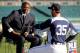 DETROIT, MI - OCTOBER 27: Harold Reynolds (L) of the MLB network talks with Detroit Tigers starting pitcher Justin Verlander #35 prior to the Tigers hosting the San Francisco Giants during Game Three of the Major League Baseball World Series at Comerica Park on October 27, 2012 in Detroit, Michigan. (Photo by Doug Pensinger/Getty Images)