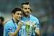 LONDON, ENGLAND - MARCH 02: (L-R) Jesus Navas and Alvaro Negredo of Manchester City pose with the trophy after the Capital One Cup Final between Manchester City and Sunderland at Wembley Stadium on March 2, 2014 in London, England. (Photo by Jamie McDonald/Getty Images)
