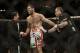 Matt Brown celebrates after beating Jordan Mein in a UFC welterweight mixed martial arts fight in San Jose, Calif., Saturday, April 20, 2013. Brown won by technical knock out in the second round. (AP Photo/Jeff Chiu)