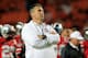 MIAMI GARDENS, FL - JANUARY 03: Head coach Urban Meyer of the Ohio State Buckeyes looks on during warm ups prior to the Discover Orange Bowl against the Clemson Tigers at Sun Life Stadium on January 3, 2014 in Miami Gardens, Florida. (Photo by Chris Trotman/Getty Images)