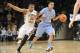 Georgia Tech guard Corey Heyward (30) and North Carolina guard Marcus Paige (5) are shown during an NCAA college basketball game, Wednesday, Jan. 29, 2014, in Atlanta. North Carolina won 78-65. (AP Photo/John Amis)