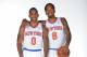 NEW YORK, NY - SEPTEMBER 30: Chris Smith #0 and J.R. Smith #8 of the New York Knicks pose for a portrait at Media Day on September 30, 2013 at Madison Square Garden in New York City, New York. NOTE TO USER: User expressly acknowledges and agrees that, by downloading and or using this photograph, User is consenting to the terms and conditions of the Getty Images License Agreement. Mandatory Copyright Notice: Copyright 2013 NBAE (Photo by Jesse D. Garrabrant/NBAE via Getty Images)