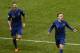 France's Karim Benzema, left, and Franck Ribery, celebrate after Mamadou Sakho scores, during the World Cup qualifying playoff second-leg soccer match between France and Ukraine at Stade de France stadium, in Saint Denis, outside Paris, Tuesday, Nov. 19, 2013. France beats Ukraine 3-0 in playoff second leg to qualify for World Cup. (AP Photo/Thibault Camus)