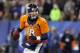 EAST RUTHERFORD, NJ - FEBRUARY 02: Quarterback Peyton Manning #18 of the Denver Broncos looks to pass against the Seattle Seahawks during Super Bowl XLVIII at MetLife Stadium on February 2, 2014 in East Rutherford, New Jersey. (Photo by Kevin C. Cox/Getty Images)