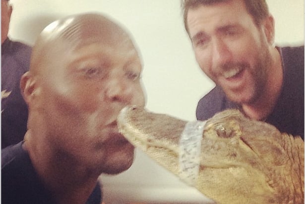 After Verlander's Dare, Hunter Kisses Alligator