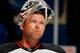 UNIONDALE, NY - MARCH 01: Martin Brodeur #30 of the New Jersey Devils looks ob during the game against the New York Islanders at Nassau Veterans Memorial Coliseum on March 1, 2014 in Uniondale, New York. (Photo by Mike Stobe/NHLI via Getty Images)