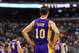Feb 7, 2014; Philadelphia, PA, USA; Los Angeles Lakers guard Steve Nash (10) during the first quarter against the Philadelphia 76ers at the Wells Fargo Center. The Lakers defeated the Sixers 112-98. Mandatory Credit: Howard Smith-USA TODAY Sports