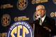 SEC Commissioner Mike Slive speaks to the media at the Southeastern Conference NCAA college football media day in Hoover, Ala. on July 17, 2012. (AP Photo/Butch Dill)