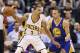 Mar 4, 2014; Indianapolis, IN, USA; Indiana Pacers guard George Hill (3) is guarded by Golden State Warriors guard Stephen Curry (30) at Bankers Life Fieldhouse. Mandatory Credit: Brian Spurlock-USA TODAY Sports