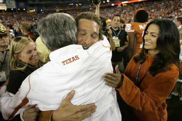 Strong, Mack Congratulate Texas' Biggest Celebrity Fan