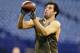 Texas Tech tight end Jace Amaro runs a drill at the NFL football scouting combine in Indianapolis, Saturday, Feb. 22, 2014. (AP Photo/Michael Conroy)