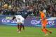 France's Blaise Matuidi, center, shoots to score the second goal for France, during the friendly soccer match between France and Netherlands at the Stade de France, in Saint Denis, north of Paris, Wednesday March 5, 2014.(AP Photo/Remy de la Mauviniere)