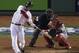 Boston Red Sox's Stephen Drew hits a home run during the fourth inning of Game 6 of baseball's World Series against the St. Louis Cardinals Wednesday, Oct. 30, 2013, in Boston. (AP Photo/Charlie Riedel)