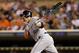 Jun 19, 2013; Minneapolis, MN, USA; Chicago White Sox first baseman Paul Konerko (14) hits a single in the eighth inning against the Minnesota Twins at Target Field. The Twins won 7-4. Mandatory Credit: Jesse Johnson-USA TODAY Sports