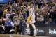 Mar 4, 2014; Indianapolis, IN, USA; Indiana Pacers forward Paul George (24) reacts to scoring late in the game against the Golden State Warriors at Bankers Life Fieldhouse. Golden State defeats Indiana 98-96. Mandatory Credit: Brian Spurlock-USA TODAY Sports