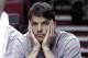 Atlanta Hawks guard Kyle Korver sits on the bench during the final moments of an NBA basketball game against the Portland Trail Blazers in Portland, Ore., Wednesday, March 5, 2014. Korver's NBA-record streak of 127 games with a 3-pointer came to an end as he went 0-5 in the three point range against the Trail Blazers. Portland won 102-78. (AP Photo/Don Ryan)