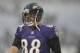 Baltimore Ravens tight end Dennis Pitta warms up before an NFL football game against the Minnesota Vikings, Sunday, Dec. 8, 2013, in Baltimore, his first game since injuring himself during training camp. (AP Photo/Nick Wass)