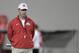 Ohio State head coach Urban Meyer watches his team during their Spring NCAA college football practice Tuesday, March 4, 2014, in Columbus, Ohio. (AP Photo/Jay LaPrete)