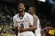 Mar 4, 2014; Eugene, OR, USA; Oregon Ducks forward Elgin Cook (23) celebrates with Oregon Ducks Mike Moser (0) following a shot from Oregon Ducks Mike Moser (0) against the Arizona State Sun Devils at Matthew Knight Arena. Mandatory Credit: Scott Olmos-USA TODAY Sports