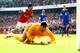 LONDON, ENGLAND - MARCH 08: Mikel Arteta of Arsenal turns away to celebrate after scoring a penalty past goalkeeper Joel Robles of Everton during the FA Cup Quarter-Final match between Arsenal and Everton at Emirates Stadium on March 8, 2014 in London, England. (Photo by Paul Gilham/Getty Images)