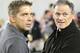New Orlenas Saints head coach Sean Payton, left, and general manager Mickey Loomis look on during LSU's NFL football pro day in Baton Rouge, La., Wednesday, March 27, 2013. (AP Photo/Sean Gardner)