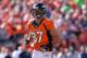 Jan 19, 2014; Denver, CO, USA; Denver Broncos wide receiver Eric Decker (87) against the New England Patriots during the 2013 AFC Championship football game at Sports Authority Field at Mile High. Mandatory Credit: Mark J. Rebilas-USA TODAY Sports